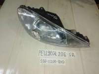 Фара, PEUGEOT, 206, 2A/C, TU3A, R, 550-1120R-RHD
